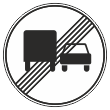 Дорожный знак 3.23 «Конец зоны запрещения обгона грузовым автомобилям» (металл 0,8 мм, II типоразмер: диаметр 700 мм, С/О пленка: тип А коммерческая)